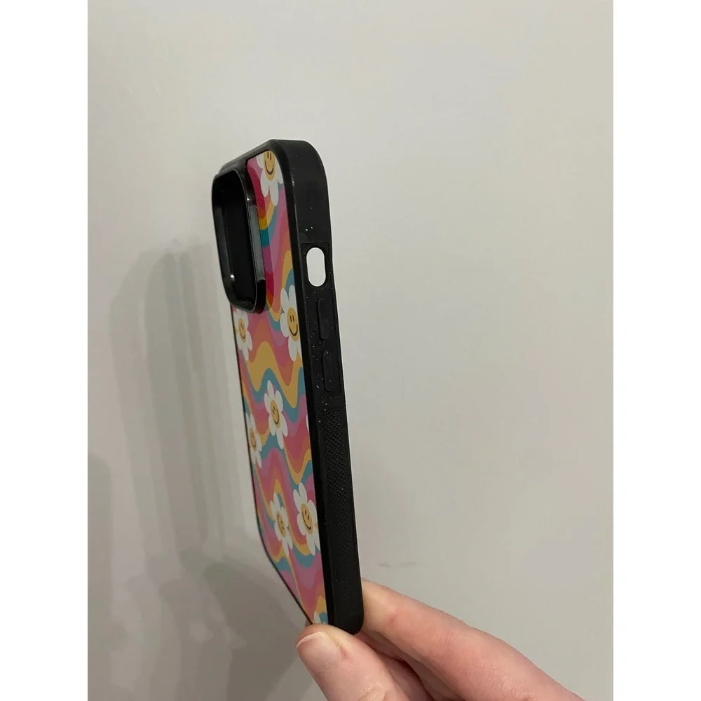 iPhone Case Unisex 14 Pro Multicolor Retro Wavy Daisy Smiley Face Groovy Cover